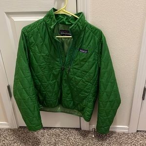 Bright green Patagonia quarter zip jacket